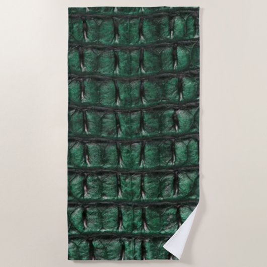 Emerald Crocodile Leather Luxury Exotic Skin ビーチタオル (正面)