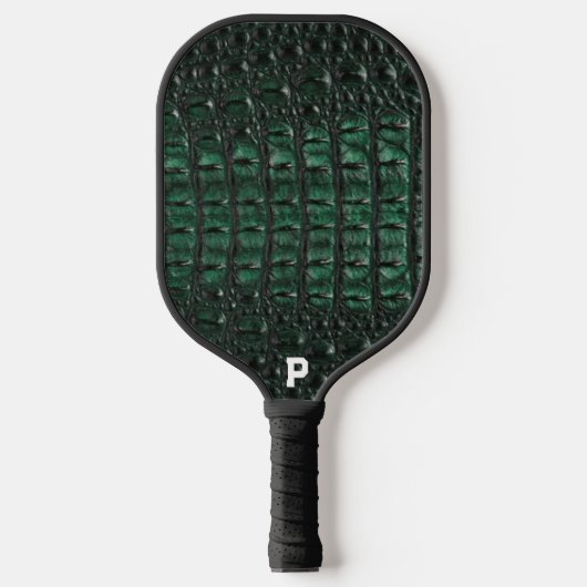Emerald Crocodile Leather Luxury Exotic Skin ピックルボールラケット (正面)