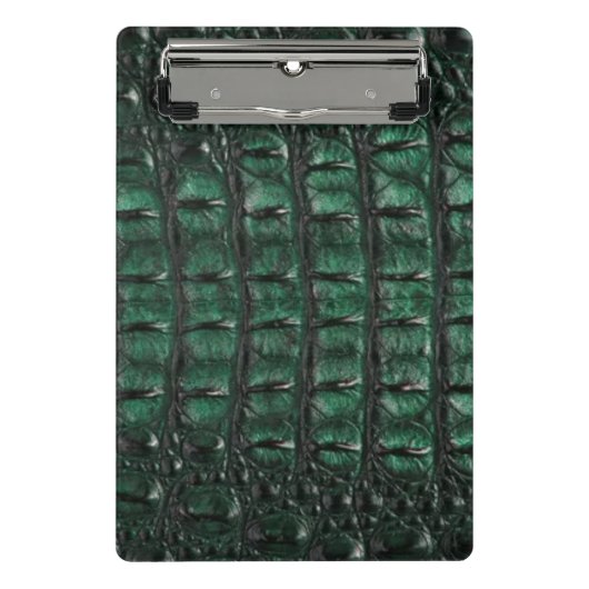 Emerald Crocodile Leather Luxury Exotic Skin ミニクリップボード (正面)