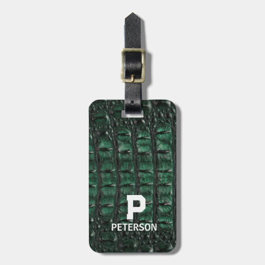 Emerald Crocodile Leather Luxury Exotic  Skin ラゲッジタグ (正面縦)