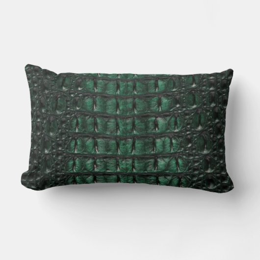 Emerald Crocodile Leather Luxury Exotic Skin ランバークッション (正面)
