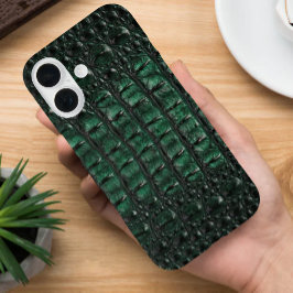 Emerald Crocodile Leather Luxury Exotic Skin iPhone 16ケース