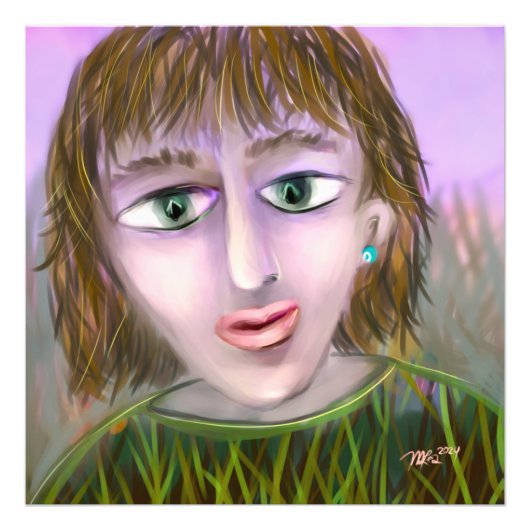 Emerald Curiosity ~ Modern Feminine Portrait Wall  フォトプリント (正面)