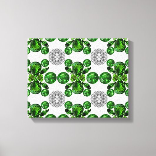 Emerald Diamond Gemstone Art Green キャンバスプリント (正面)