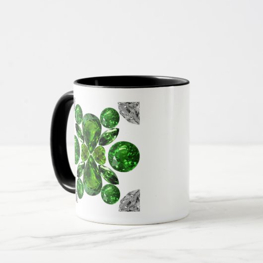 Emerald Diamond Gemstone Art Green マグカップ (正面左)