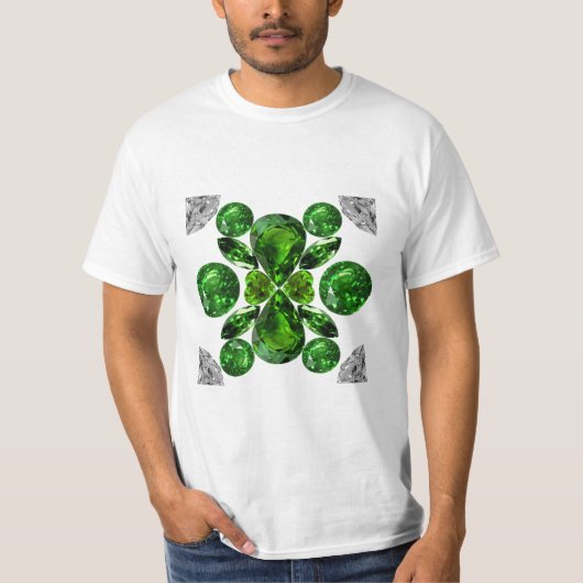 Emerald Diamond Gemstone Art Green Tシャツ (正面)