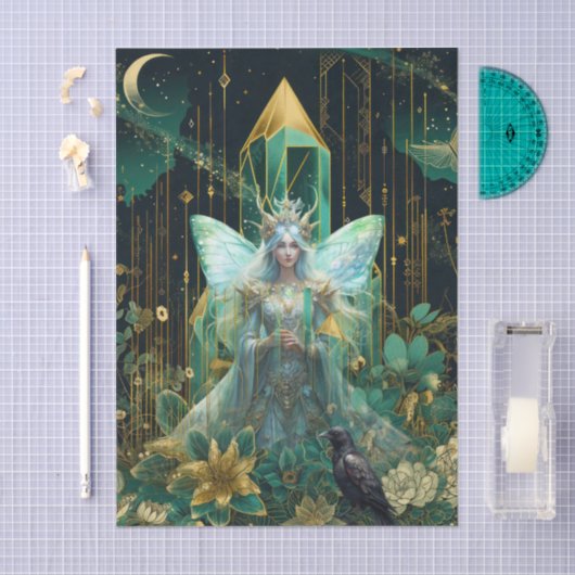 Emerald Dreams Fantasy Forest Queen Decoupage 薄葉紙 (クラフト)