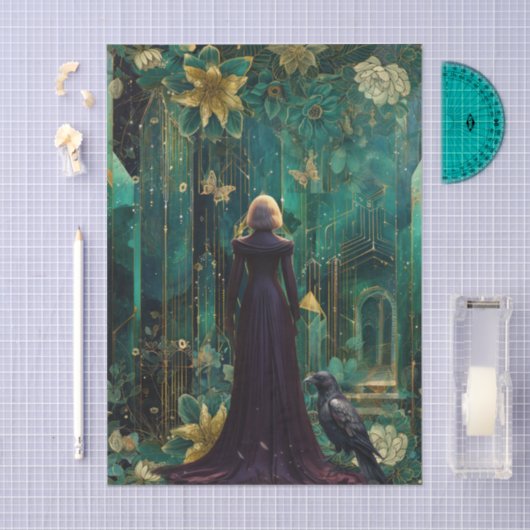Emerald Dreams Fantasy Forest Queen Decoupage 薄葉紙 (クラフト)