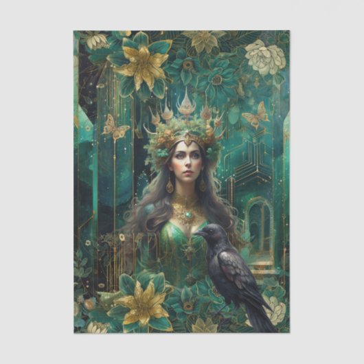 Emerald Dreams Fantasy Forest Queen Decoupage 薄葉紙 (正面)
