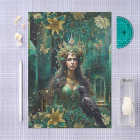 Emerald Dreams Fantasy Forest Queen Decoupage 薄葉紙 (クラフト)