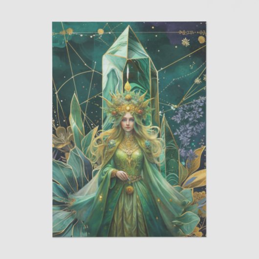 Emerald Dreams Fantasy Forest Queen Decoupage 薄葉紙 (正面)