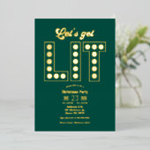 Emerald Elegance Get Lit Retro Christmas Party 箔招待状 (立ち正面)