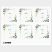 Emerald Eucalyptus Gold Berry Frame Wedding スクエアシール (シート)
