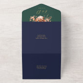 Emerald Fall In Love フラワーモチーフの結婚式RSVP オールインワン招待状 (外側)