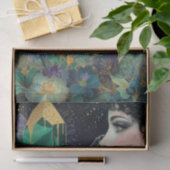 Emerald Fantasy Woman Crystals Florals Decoupage 薄葉紙 (ギフト)