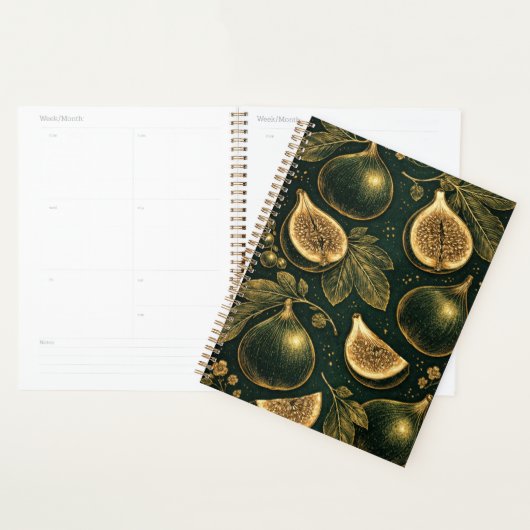 Emerald Fig Planner Cover Gold Botanical Accents  プランナー手帳 (ディスプレー)