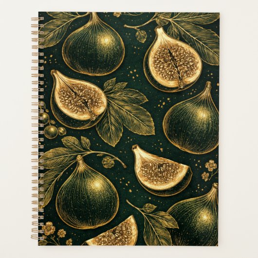 Emerald Fig Planner Cover Gold Botanical Accents  プランナー手帳 (正面)