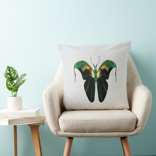 Emerald Flame Butterfly – Surreal Nature Form クッション (椅子)