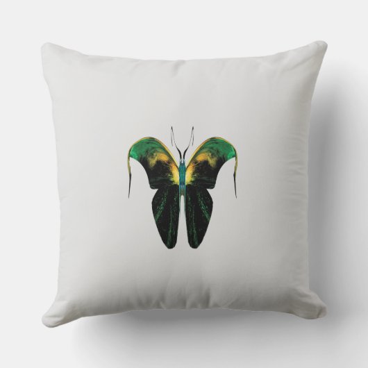 Emerald Flame Butterfly – Surreal Nature Form クッション (裏面)