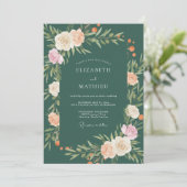 Emerald Floral Blossom Wedding 招待状 (スタンド正面)