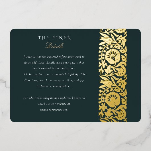 Emerald Floral Details Card 箔招待状 (正面)