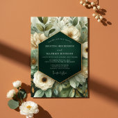 Emerald Floral Elegance Wedding 招待状