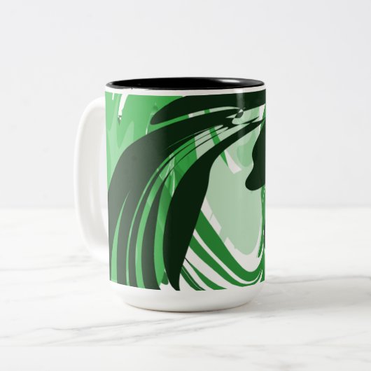 Emerald Flow — Green Abstract Wrap Mug ツートーンマグカップ (正面左)