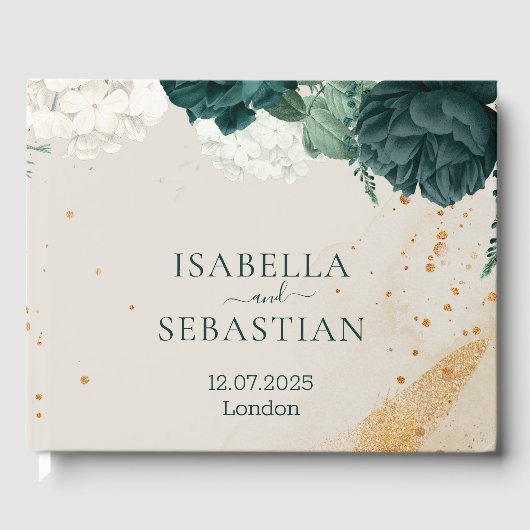 Emerald Foliage Blush Rose Wedding ゲストブック (正面)