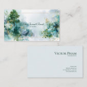 Emerald Forest Gold Dust Floral Geometric 名刺 (正面/裏面)
