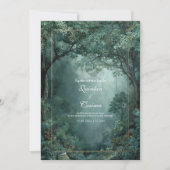Emerald Forest Gold Frame Misty Woodland 招待状 (正面)