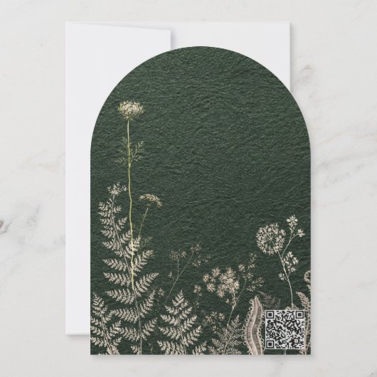 Emerald Forest & Ivory Lace Arch Wedding 招待状 (裏面)