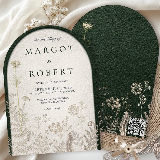 Emerald Forest & Ivory Lace Arch Wedding 招待状