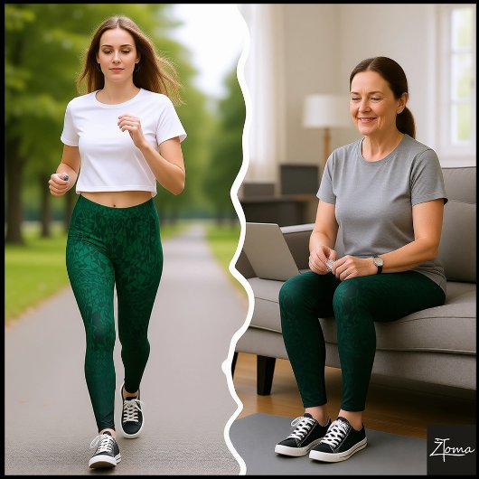 Emerald Fragmented Abstract Black Ombre Pattern レギンス