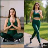 Emerald Fragmented Abstract Black Ombre Pattern レギンス