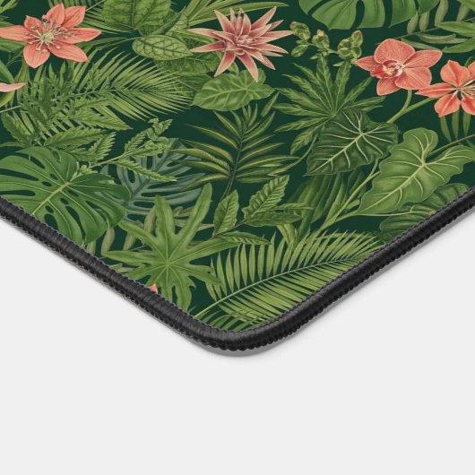 Emerald Garden Wall- Tropical Maximalist Botanical デスクマット (コーナー)