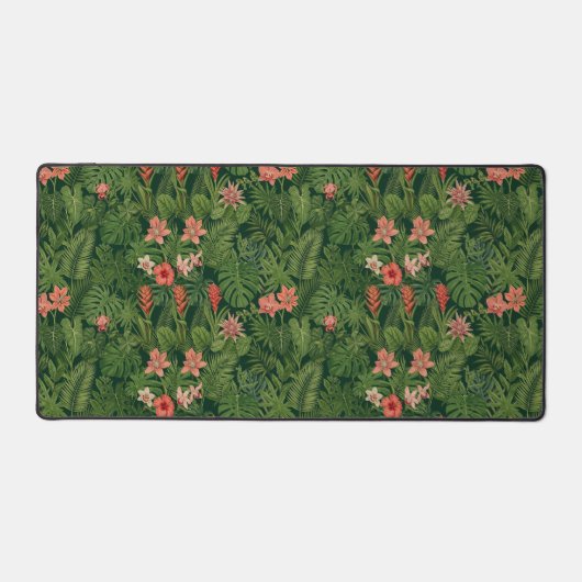 Emerald Garden Wall- Tropical Maximalist Botanical デスクマット (正面)