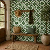 Emerald Garden Watercolor Green Geometric Mosaic  タイル