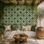Emerald Garden Watercolor Green Geometric Mosaic  タイル