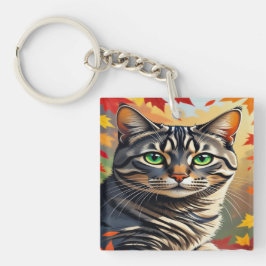 Emerald Gaze Tabby in Autumn Glow キーホルダー