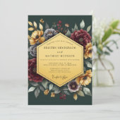 Emerald Gilded Floral Wedding 招待状 (スタンド正面)
