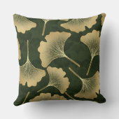 Emerald Ginkgo Elegance – Luxury Gold Botanical 15 クッション (裏面)