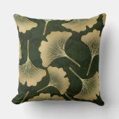 Emerald Ginkgo Elegance – Luxury Gold Botanical 15 クッション (正面)