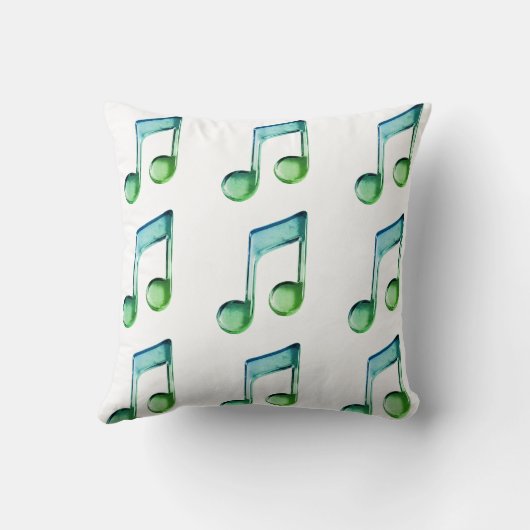 Emerald Glass Rhythms: Translucent Musical Pattern クッション (裏面)