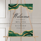 Emerald Gold Abstract Ink Wedding Welcome アクリルサイン