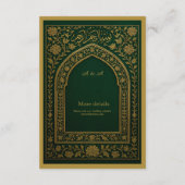 Emerald Gold Arabic arch Wedding エンクロージャーカード (裏面)