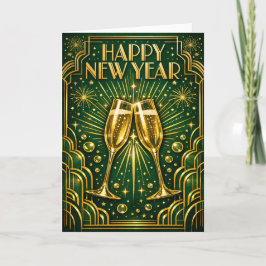 Emerald Gold Art Deco Champagne Celebration シーズンカード