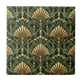 Emerald Gold Art Deco Pattern タイル (正面)