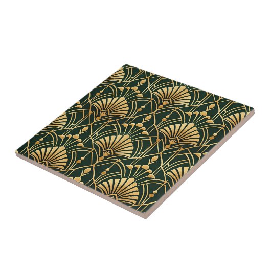 Emerald Gold Art Deco Pattern タイル (側面)