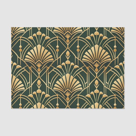 Emerald Gold Art Deco Pattern 薄葉紙 (正面)