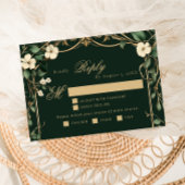 Emerald Gold Art Nouveau wedding meal choice RSVP